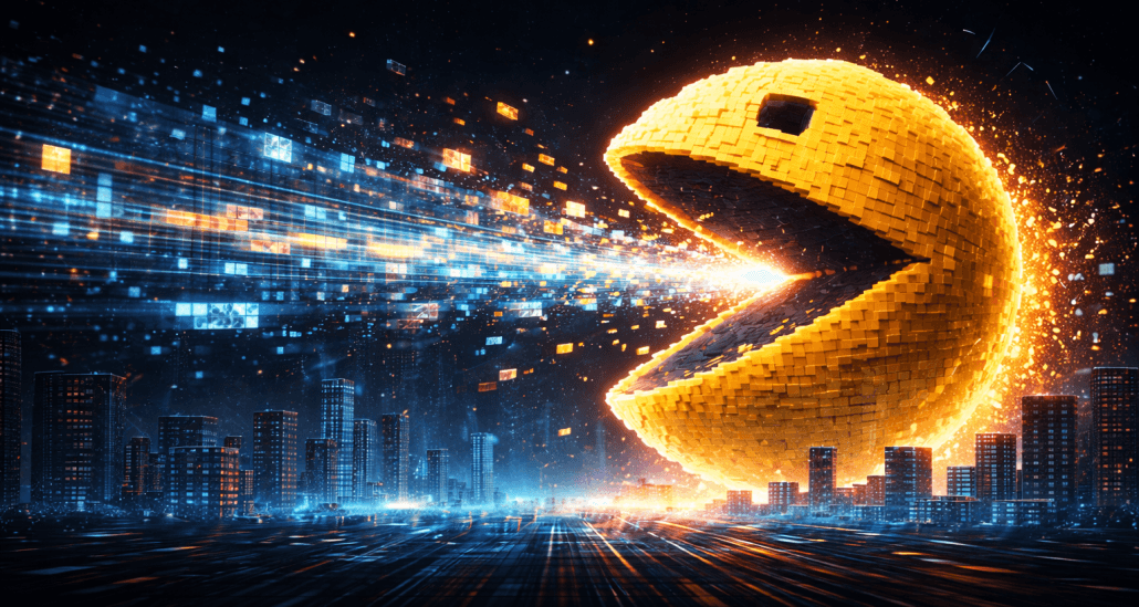Pac-Man gobbling up the internet